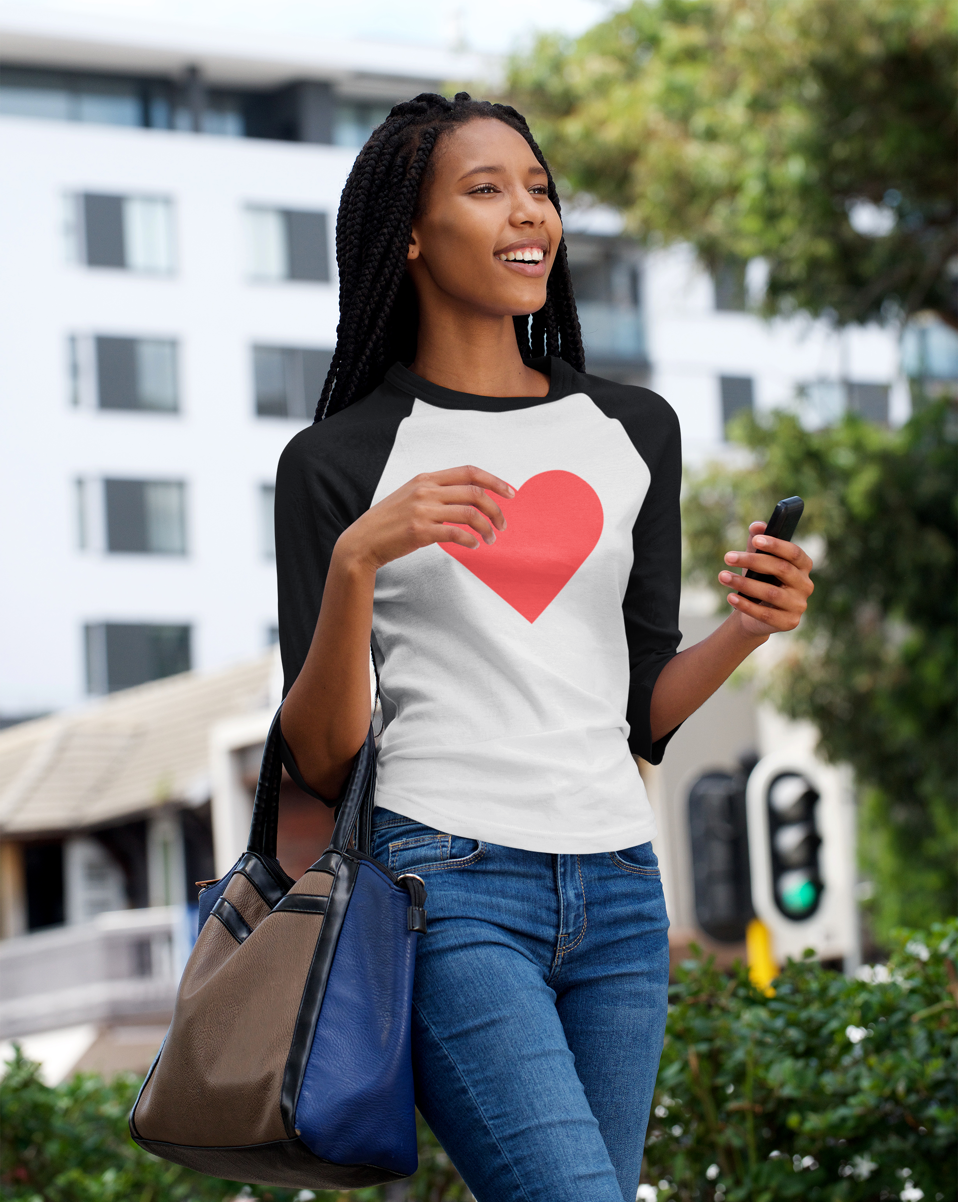 Baseball raglan Tee – Heart Design