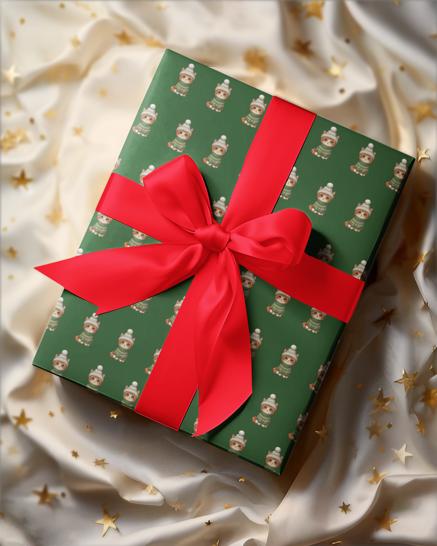 Christmas Cat Pattern Wrapping Paper — Cute Festive Kitty Gift Wrap