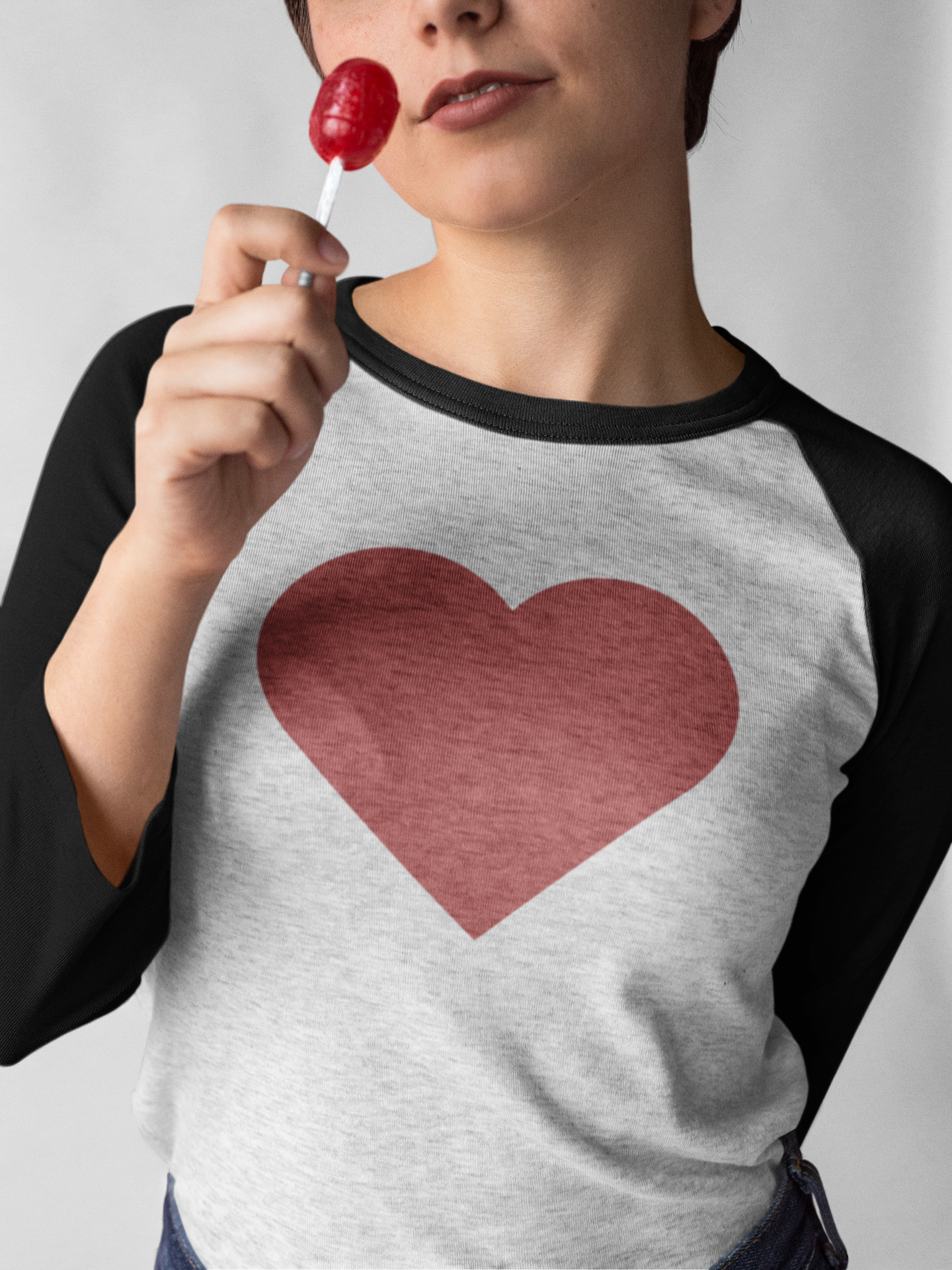 Raglan Tee – Heart Design – Casual Love Attire for Everyday Wear | Retro Baseball Style Valentine's Shirt