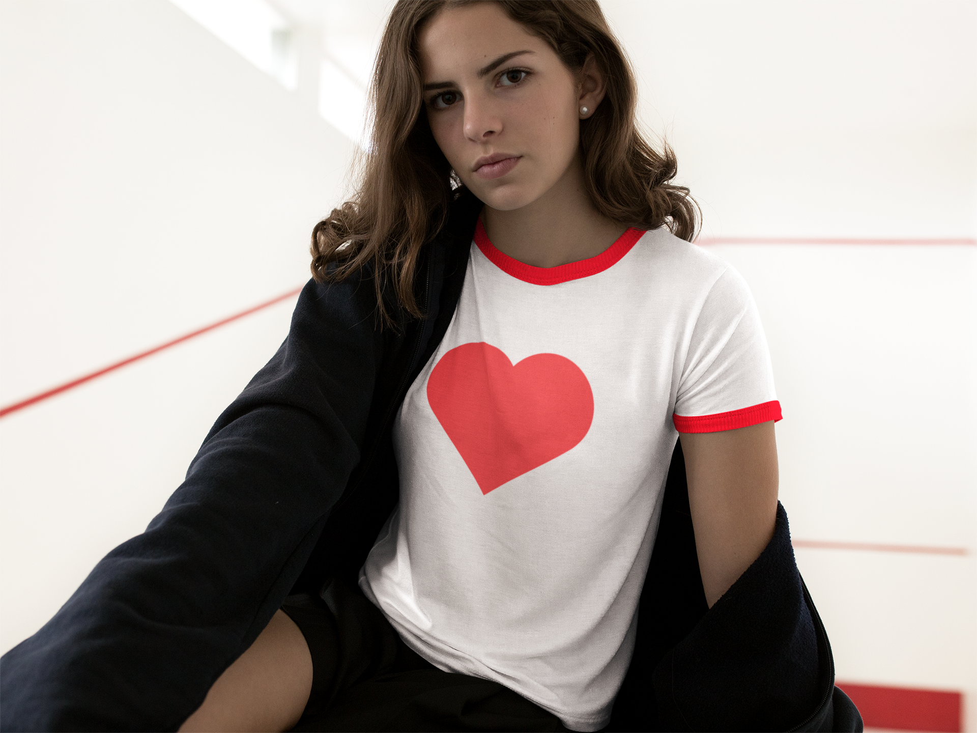 Heart Ringer Tee – Casual Love Tee for Valentine's Day & Everyday Wear | Retro-Inspired Romantic T-Shirt