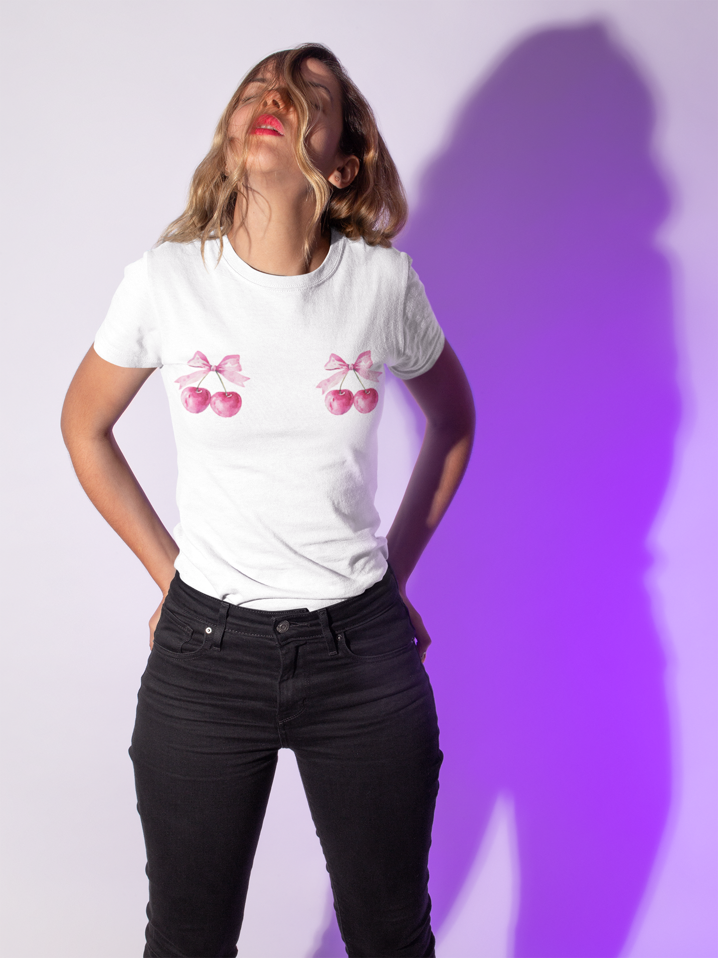 Cherry Bow Graphic Tee for Spring Celebrations